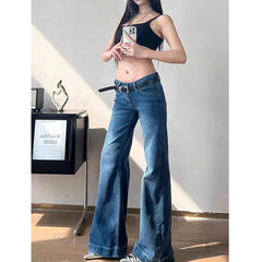 Lunivop Y2K Streetwear Low-Waisted Jeans Women Korean Fashion Slimming Denim Flares Pants Spring Summer Sexy Wide Leg Trousers