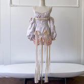 Lunivop New Item Lace Patchwork Fashion Suspender Women's Dress Strapless Collar Female Party Long Dresses Bow Ribbon