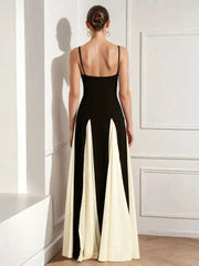 Lunivop Women Fashion Strapless Dress Chest Wrapping Backless Contrast Color Waist Retraction Ankle-length Dresses Spring 2025 New