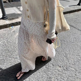 Lunivop Vintage Floral Long Skirts Women Sweet Elegant High Waist Skirt Japanese Style Harajuku Fashion A-line Skirt Streetwear