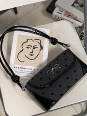 Lunivop Sweet Cool Bow Black Underarm Bag Purse Women Fairycore Aesthetic Dot Y2k Shoulder Bags Ladies Harajuku Square Handbag