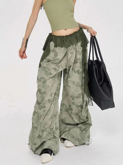 Lunivop Lace Patchwork Camouflage Pant Women Y2K Hip Hop Streetwear Cargo Trousers Vintage High Waist American Fall Design Wide Leg Pant