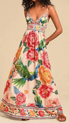 Lunivop New Spaghetti Strap Fashion Printed V-Neck Long Dresses Floral Patterns Women Clothing Party Clubwear Sleeveless Dress