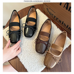 Lunivop Women Genuine Leather Mary Janes Shoes New Fashion Designer Bowknot Flats Ladies Shallow Elastic Band Loafers Zapatos Mujer