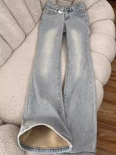 Lunivop Thiened Fce High Waist Bell Bot Jeans Women Winter New Sle Elastic Slimming Wide Leg Hoof Pants Casual Cotton...
