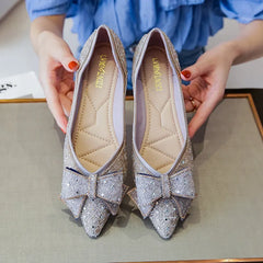 Lunivop Slip on Single Shoes Summer Flat New Butterfly Knot Rhinestone Shallow Mouth Plus Size Women's Shoe 41-43 Sapatos Femininos