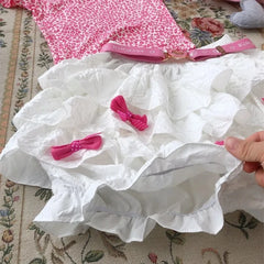 Lunivop Summer Japanese Sweet Cute Lolita New Spliced Elasticized Bow Ruffles Fashion Solid Casual All-match Cake Fluffy Skirts