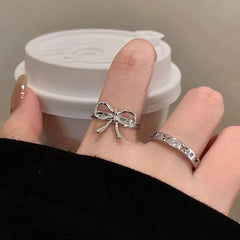 Lunivop Crystal Rings Kpop Heart Adjustable Ring Irregular Geometry Punk Vintage Rings for Women Girls New Fashion Jewelry