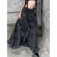 Lunivop Vintage High Waisted Jeans Street Fashion Hip Hop Washed Distressed Baggy Jeans Women Clothing Casual Straight Women Jeans Pants