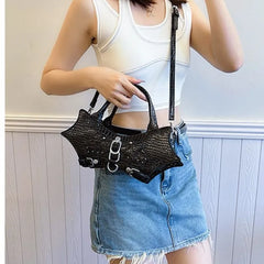 Lunivop Gothic Y2k Messenger Bag Purse Women Hot Girls Leather Handle Crossbody Bags Ladies Punk Dark Red Hand Bag Aesthetic