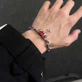 Lunivop Retro Black Zircon Star Bracelet for Women Men Gifts Trend Titanium Steel Chain Unisex Goth Jewelry New Couple Accessories