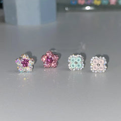 Lunivop 1 PCS New Fashion Four Leaf Clover Zircon Crystal Ear Bone Nail 316L Medical Titanium Steel Earrings for Women Y2K Cute Jewelry