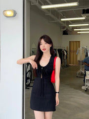 Lunivop Woman Dress Fashion Summer Hollow Out Sexy Sweet Sleeveless Bandage Solid Slim Elegant Party Mini Dresses Female Casual