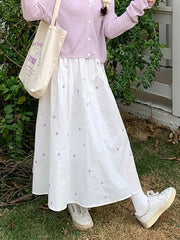 Lunivop Sweet Floral Long Skirts Women High Waist Loose Elegant Skirt French Vintage Casual Preppy Style Female Cute A Line Skirt