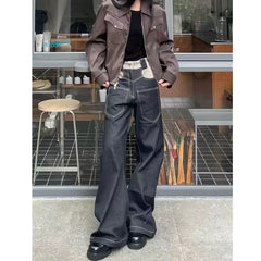 Lunivop Black High Waist Women Jeans Hip-hop Style Fashion Vintage Streetwear Y2K Wide Leg Jean Female Trouser Baggy Denim Pants
