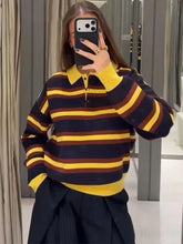 Lunivop Women's Knitted Pullover Women Fashion Long Sleeve Stripe Sweater New Casual Loose Streetwear Knitwear Tops 