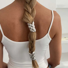Lunivop Punk Metal Braid Shaped Elastic Headband Women Girls Unique Design Ponytail Hair Tie Rubber Band Scrunchies Y2K Hair Accessories