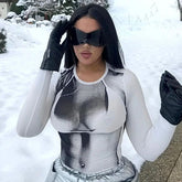 Lunivop Autumn/Winter Y2k Millenial Style New Sexy Round Neck Slim Abstract Pattern Printed Long Sleeve T-Shirt Top Women