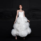 Lunivop Ankle Length Evening Dresses Extra Puffy White Strapless Tulle Ball Gown Ruffles Fluffy Woman Clothes For Wedding