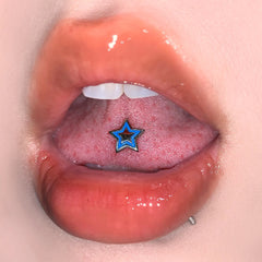 Lunivop Titanium Steel External Thread Color Five Pointed Star Tongue Stud Spicy Girl Style Daily Party Puncture Jewelry