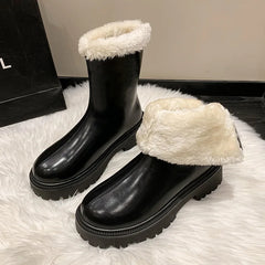 Lunivop Winter Plush Women Knee High Boots Fashion Back Zipper Long Boots Ladies Elegant Warm Cotton Short Booties Women's Footwear