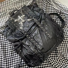 Lunivop Grunge Rivet Y2k Backpack Women Gothic Subculture Punk Cross Black Mochila Ladies Vintage Harajuku Backpacks Aesthetic