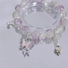 Lunivop New Trendy Cute Butterfly Star Moon Heart Glass Beaded Bracelet for Women Luxury Elegant Party Jewelry Friendship Gifts