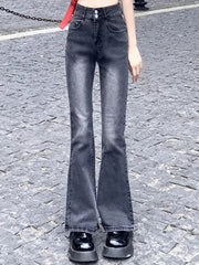 Lunivop Female High Waist Streetwear Bell Bottom Jeans Women Vintage Denim Flare Pants Girls Gothic Y2k Gray Boot Cut Trousers Plus Size