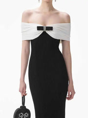 Lunivop Women's French Elegant Knit Strap Dresses Spliced Contrast High Waist Sliming Banquet Dress 2025 Fashion Clothing