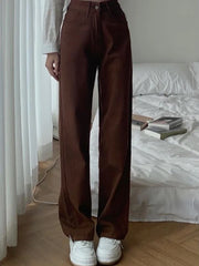 Lunivop Summer Women Brown Jeans High Waist Loose Straight Wide Leg Denim Female Y2k Casual Streetwear Vintage Baggy Trouser