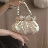 Lunivop Vintage Cloud Y2k Hand Bag Purse Women Fairycore Aesthetic Floral Pearl Handbag Female Harajuku Sweet Elegant Handle Bag