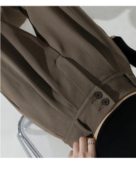 Lunivop Jielur High Waist Wide Leg Pants for Women New Loose Straight Coffee Trousers Autumn Double Buttons Casual Suit Pants Female