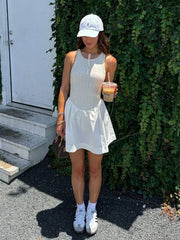 Lunivop Sexy Backless A-line Women Dress White Sleeveless Round Neck Mini Dress Female Summer Loose Casual Streetwear Vestidos