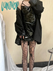 Lunivop 1 Fishing Net Sock Female Black Silk Bone Dark Halloween Skull Pantyhose Spider Web