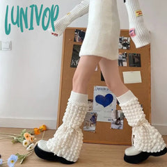 Lunivop 1 Pair Autumn Winter Retro Spicy Girl Lace Women’s Leg Warmers Lolita Jk Horn T-Shaped