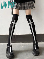 Lunivop 1 Pair Of Cross Long Tube Jk Socks Printed Knee Length Velvet Material Performance Cos