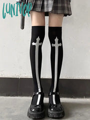 Lunivop 1 Pair Of Cross Long Tube Jk Socks Printed Knee Length Velvet Material Performance Cos