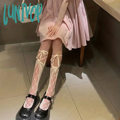 Lunivop 1 Pair Of Jk Girls’ Strap Socks Lolita Calf Cosplay Hollow Stockings