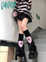 Lunivop 1 Pair Of Knitted Wide Leg Sock Sleeves With Love Cross Y2K Girls’ Matching Calf For