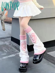 Lunivop 1 Pair Of Knitted Wide Leg Sock Sleeves With Love Cross Y2K Girls’ Matching Calf For