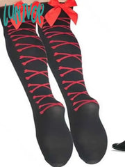 Lunivop 1 Pair Of Long Hose European And American Halloween Socks Women’s Bow Ti Knee Length Printed