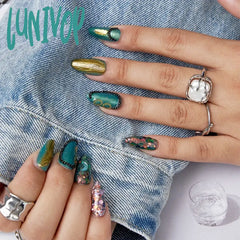 Lunivop 10Pcs Handmade Fake Nails Bohemian Style French Long False Nail Detachable Reusable Press