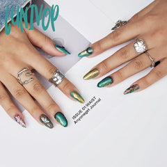 Lunivop 10Pcs Handmade Fake Nails Bohemian Style French Long False Nail Detachable Reusable Press