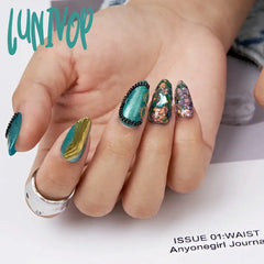 Lunivop 10Pcs Handmade Fake Nails Bohemian Style French Long False Nail Detachable Reusable Press