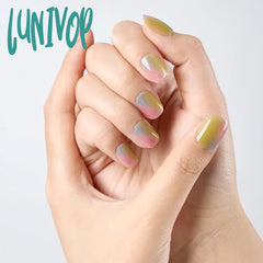 Lunivop 10Pcs Short Press On Nails Square Nude With Color French Designs Full Cover Artificial