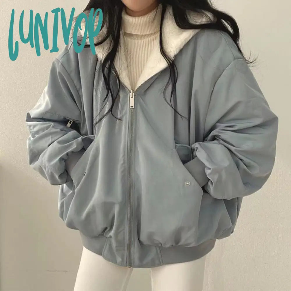 2000s fashion Fleece-lined Thickened Double-Sided Lamb Wool Cotton-Padded Coat Women's Coat Winter New Loose Hooded Cotton-Padded Coat Top