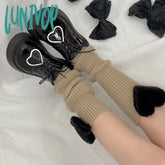 2000s fashion Handmade Mid-Calf Plush Three-Dimensional Love Decorative Calf Socks Knitted Wool Warm Leg Cover Autumn and Winter Ins Personality