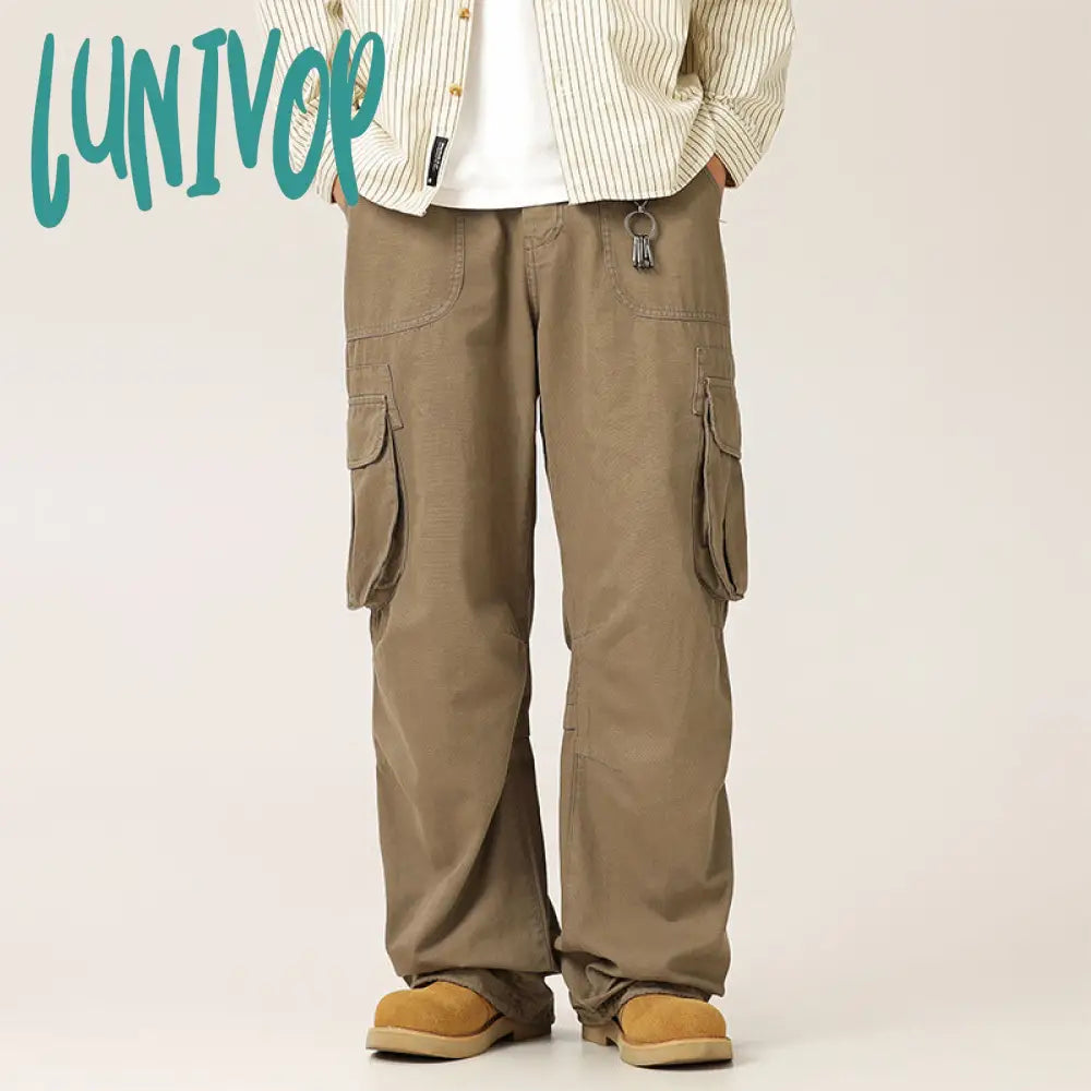 2000s fashion Japanese Retro Autumn Distressed Washed Overalls Casual Large Pocket Men's and Women's Loose Trousers