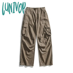 2000s fashion Japanese Retro Autumn Distressed Washed Overalls Casual Large Pocket Men's and Women's Loose Trousers