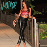 Lunivop 2024 Pu Leather High Waist Stacked Pants Autumn Winter Women Fashion Streetwear Outfits